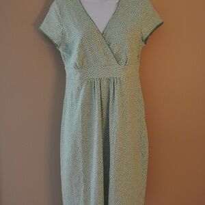 Boden Cotton Dress- Mint green with white polka-dots, size 6R